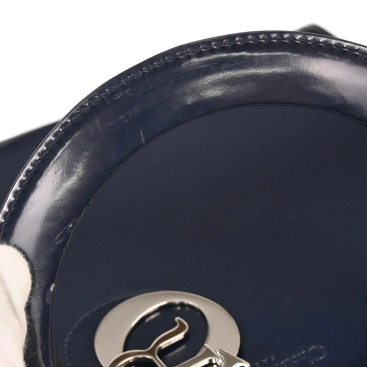 Christian Dior Navy Patent Leather Medium Lady Dior 2way Shoulder Handbag - Image 4