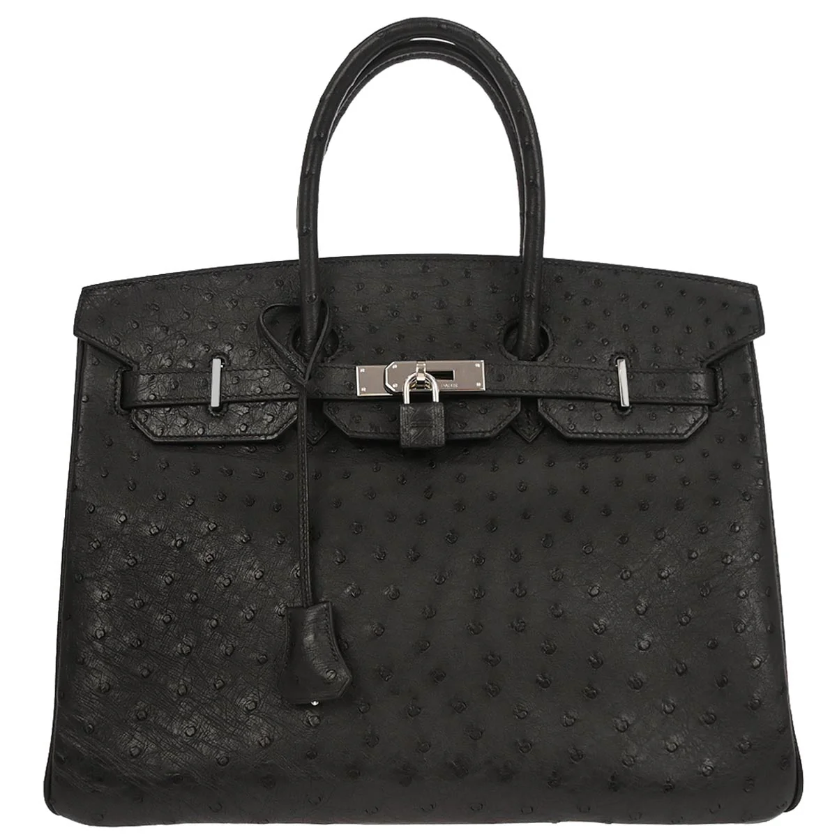 Hermes * Black Ostrich Birkin 35 Handbag