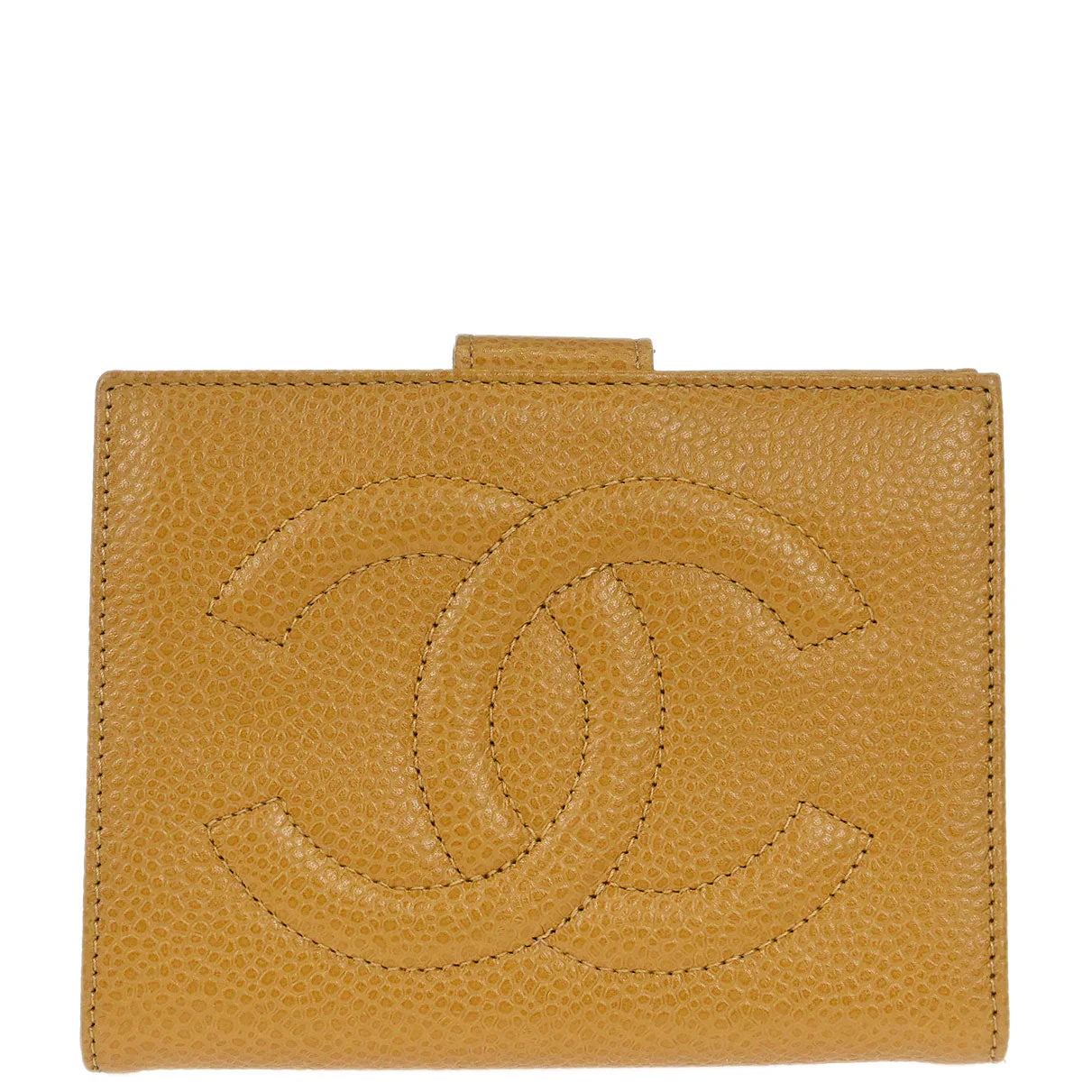 Chanel 1996-1997 Bifold Wallet Purse Beige Caviar Skin