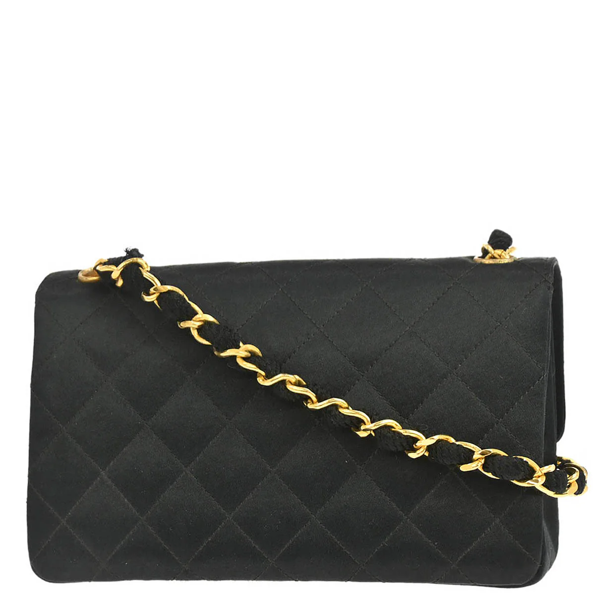 Chanel 1989-1991 Black Satin Shoulder Bag - Image 2