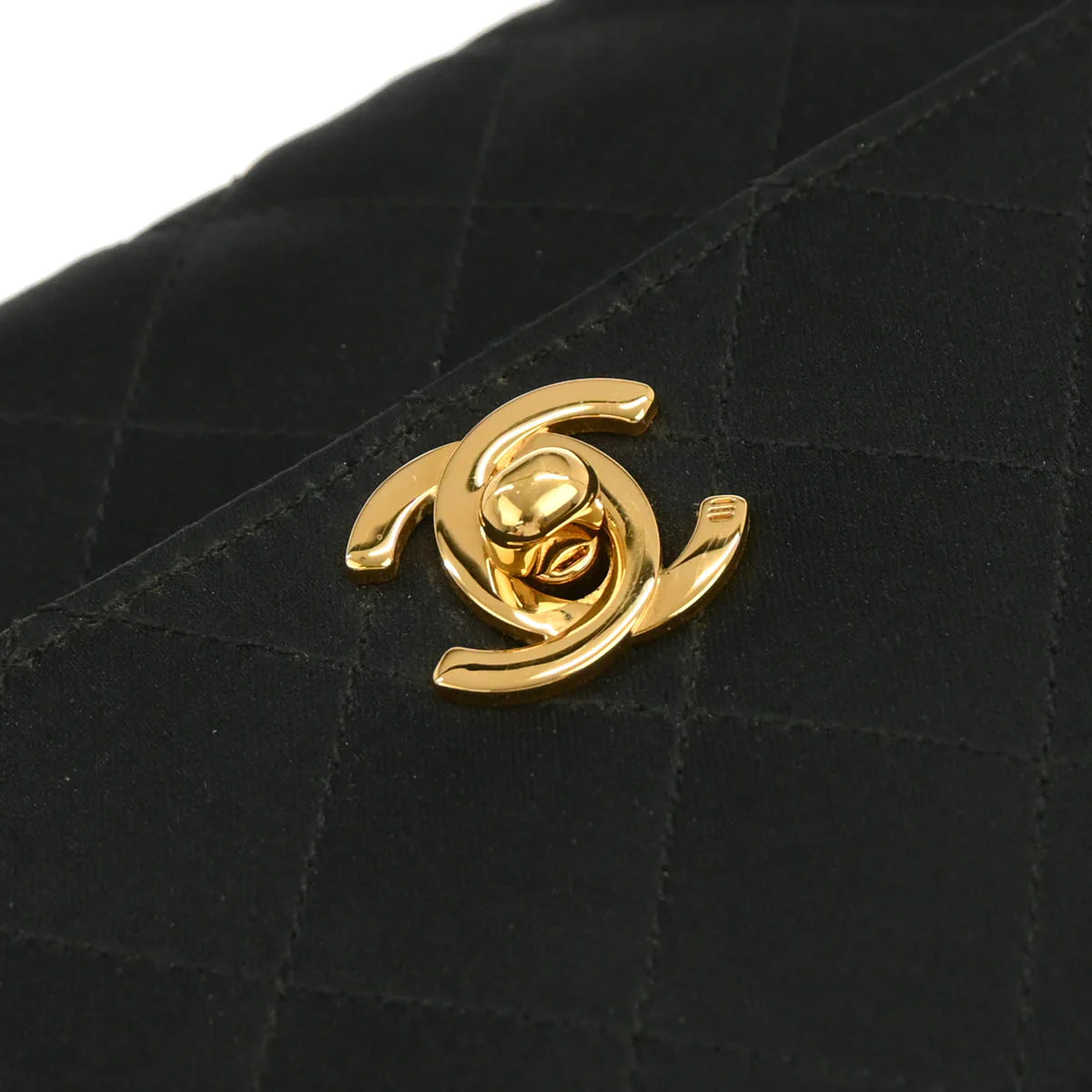 Chanel 1989-1991 Black Satin Shoulder Bag - Image 4