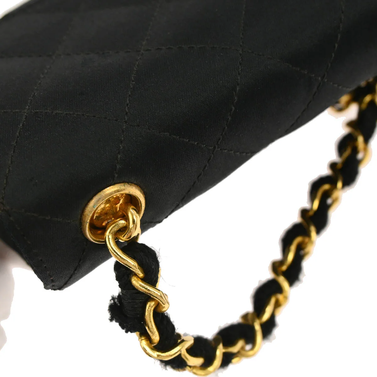 Chanel 1989-1991 Black Satin Shoulder Bag - Image 5