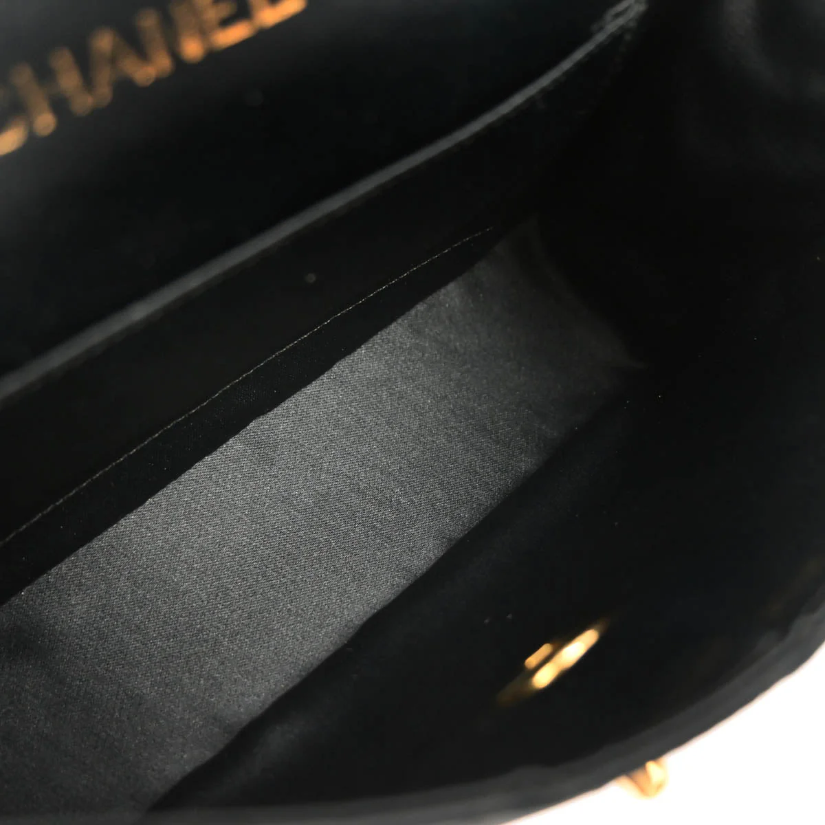 Chanel 1989-1991 Black Satin Shoulder Bag - Image 6