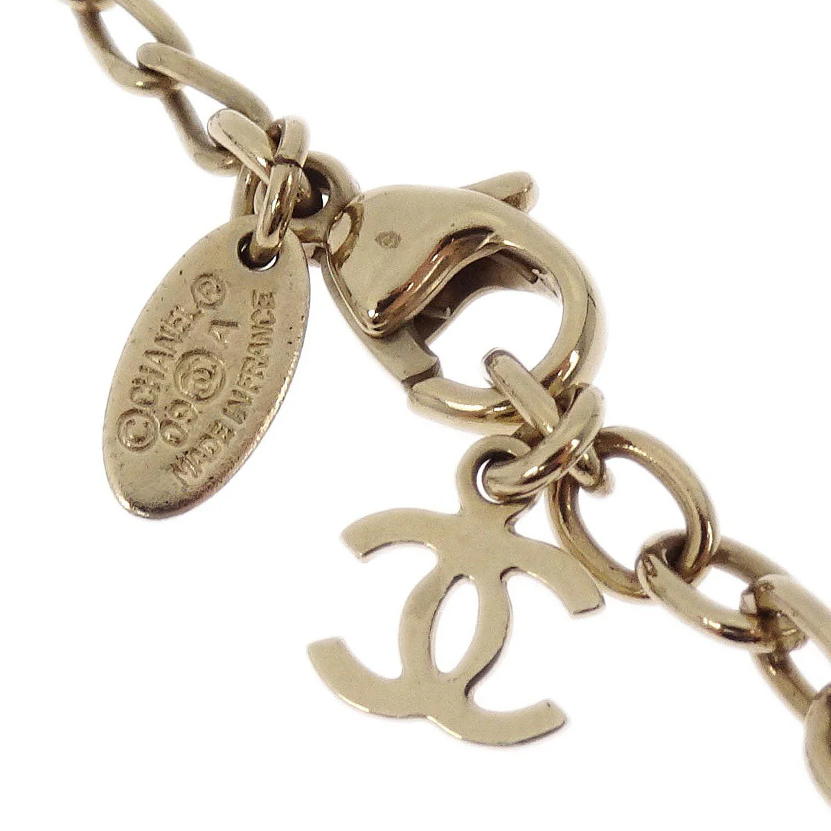 Chanel Medallion Gold Chain Pendant Necklace Rhinestone 09A - Image 4