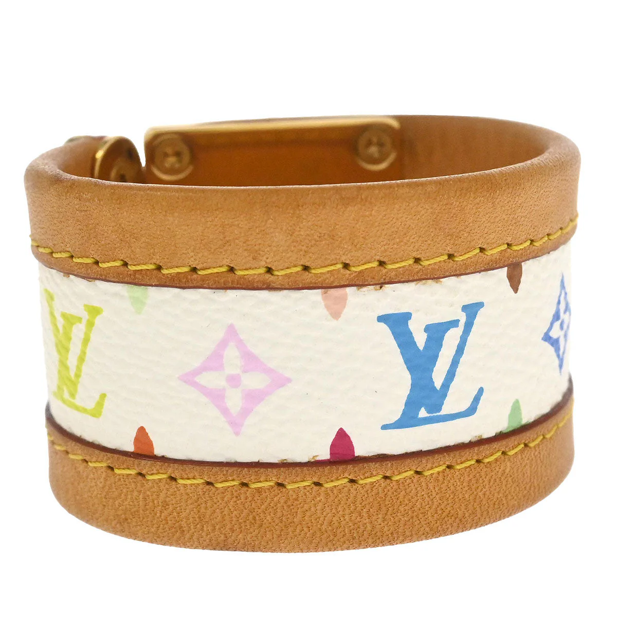 Louis Vuitton 2003 White Multicolor Serrure Bracelet Bangle M92593 - Image 2