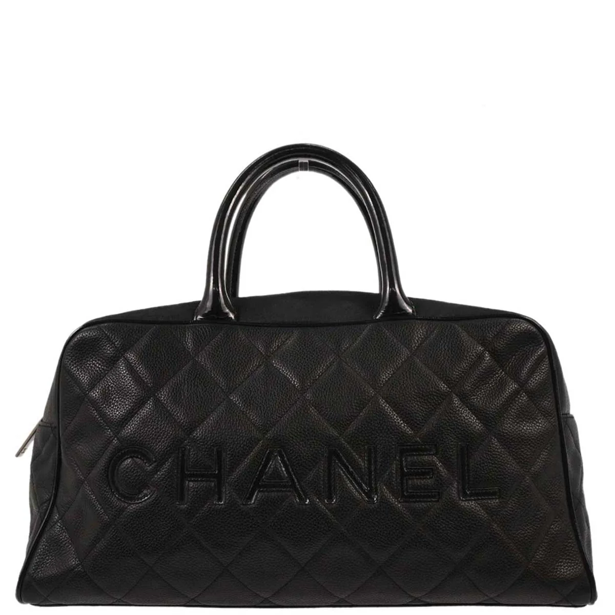 Chanel Black Caviar Skin Patent leather Bowling Bag 37