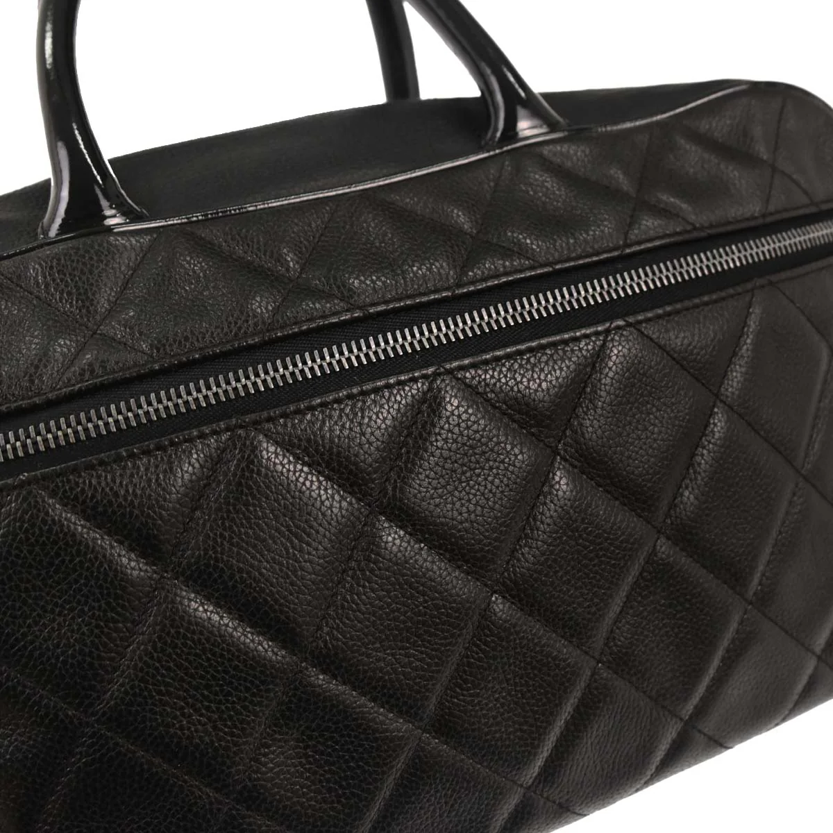 Chanel Black Caviar Skin Patent leather Bowling Bag 37 - Image 4