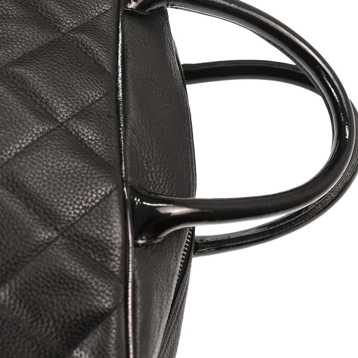 Chanel Black Caviar Skin Patent leather Bowling Bag 37 - Image 7