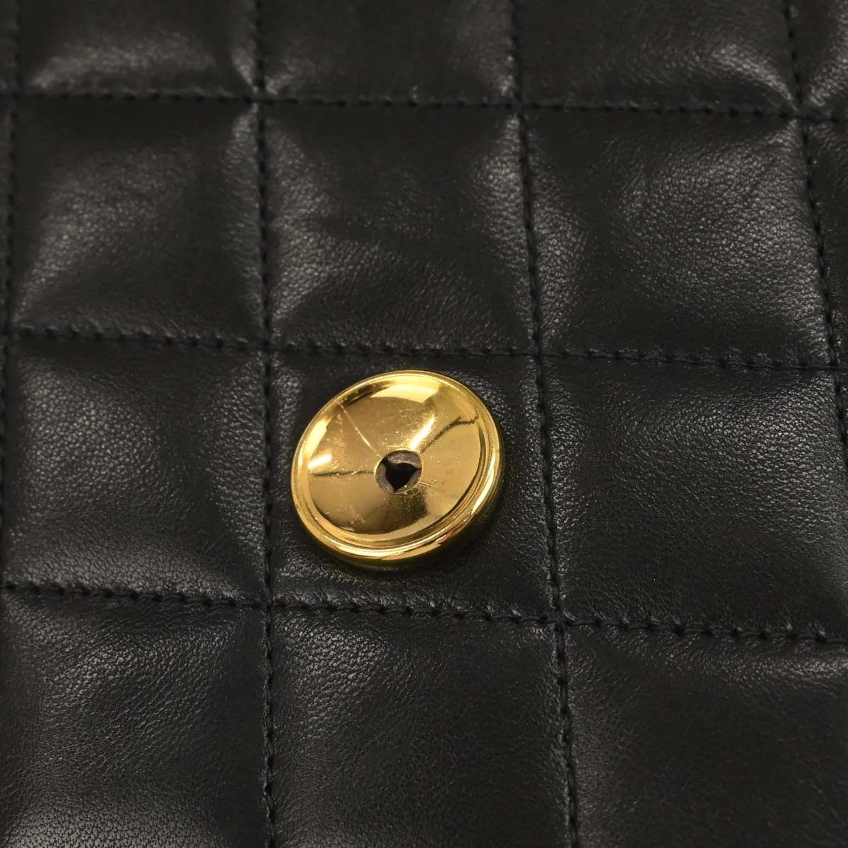 Chanel 1997-1999 Black Lambskin Pushlock Medium Half Flap Shoulder Bag - Image 7