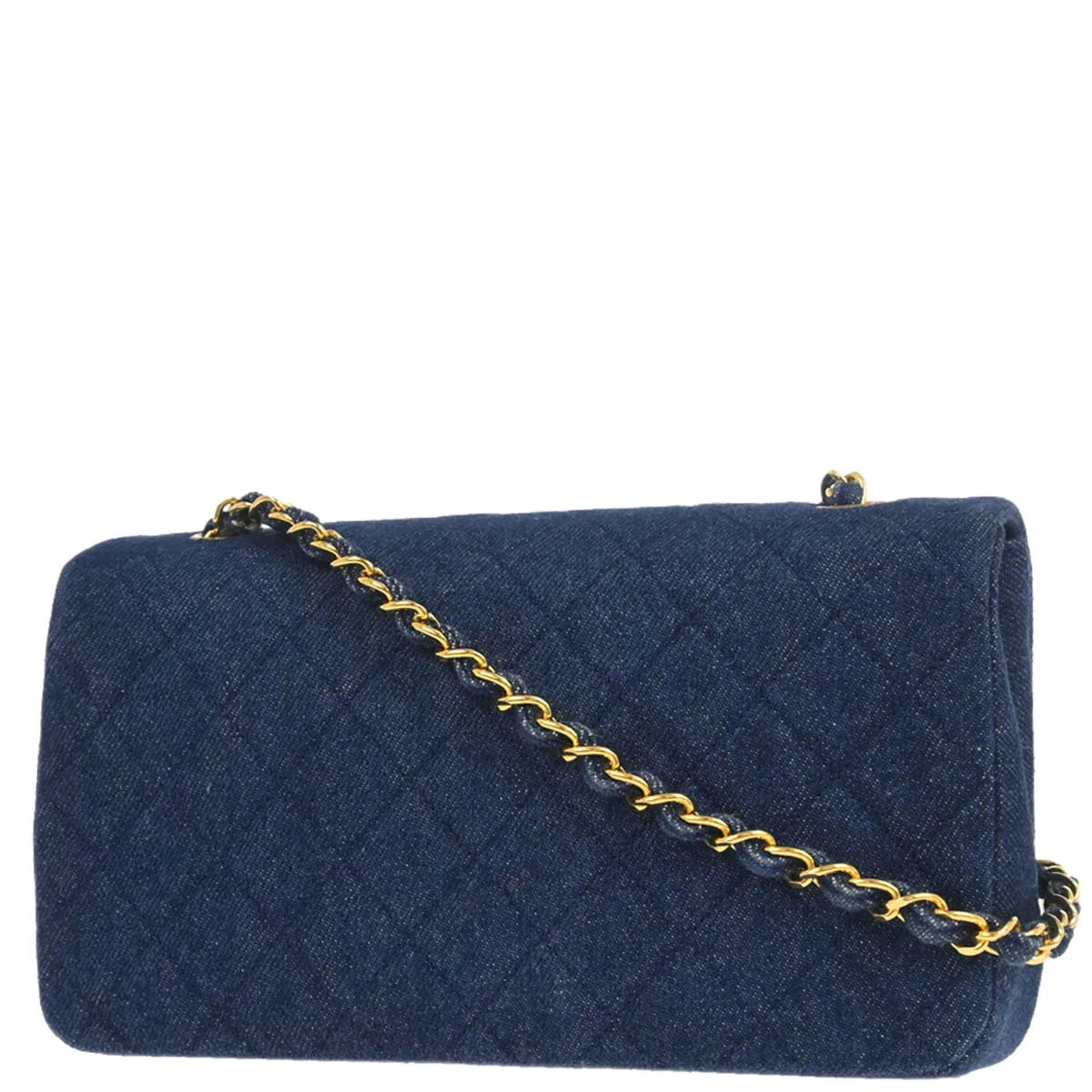 Chanel 1994-1996 Indigo Denim Turnlock Small Full Flap Shoulder Bag - Image 2