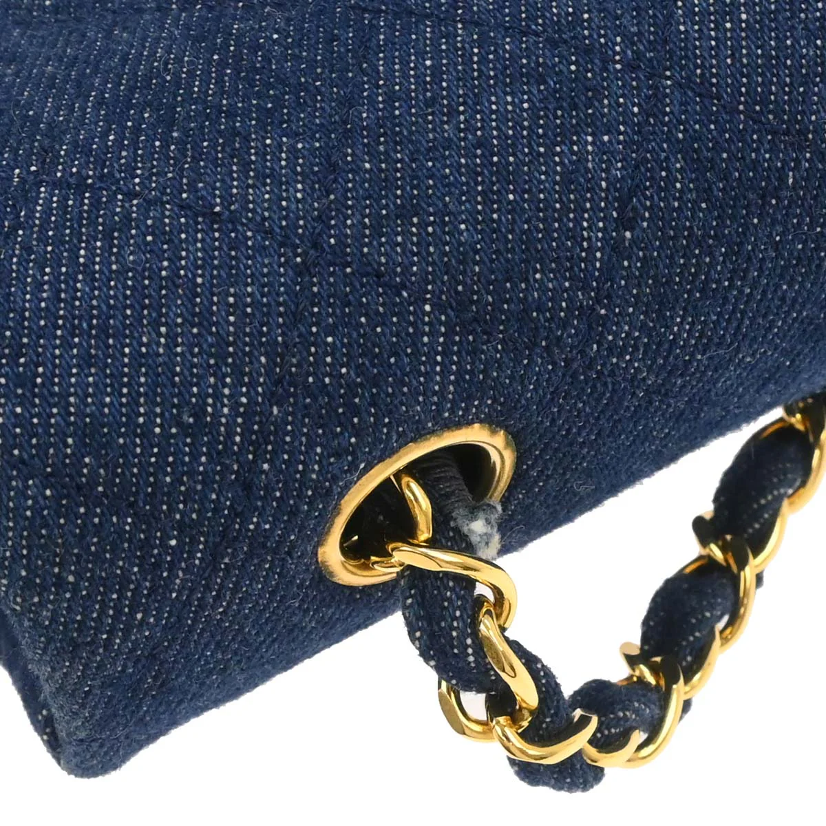 Chanel 1994-1996 Indigo Denim Turnlock Small Full Flap Shoulder Bag - Image 5