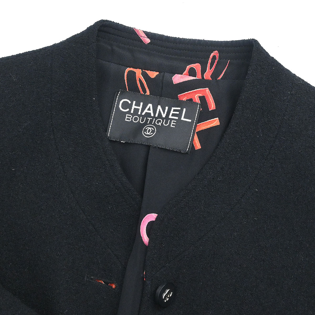 Chanel Collarless Single Breasted Jacket Black - Image 3