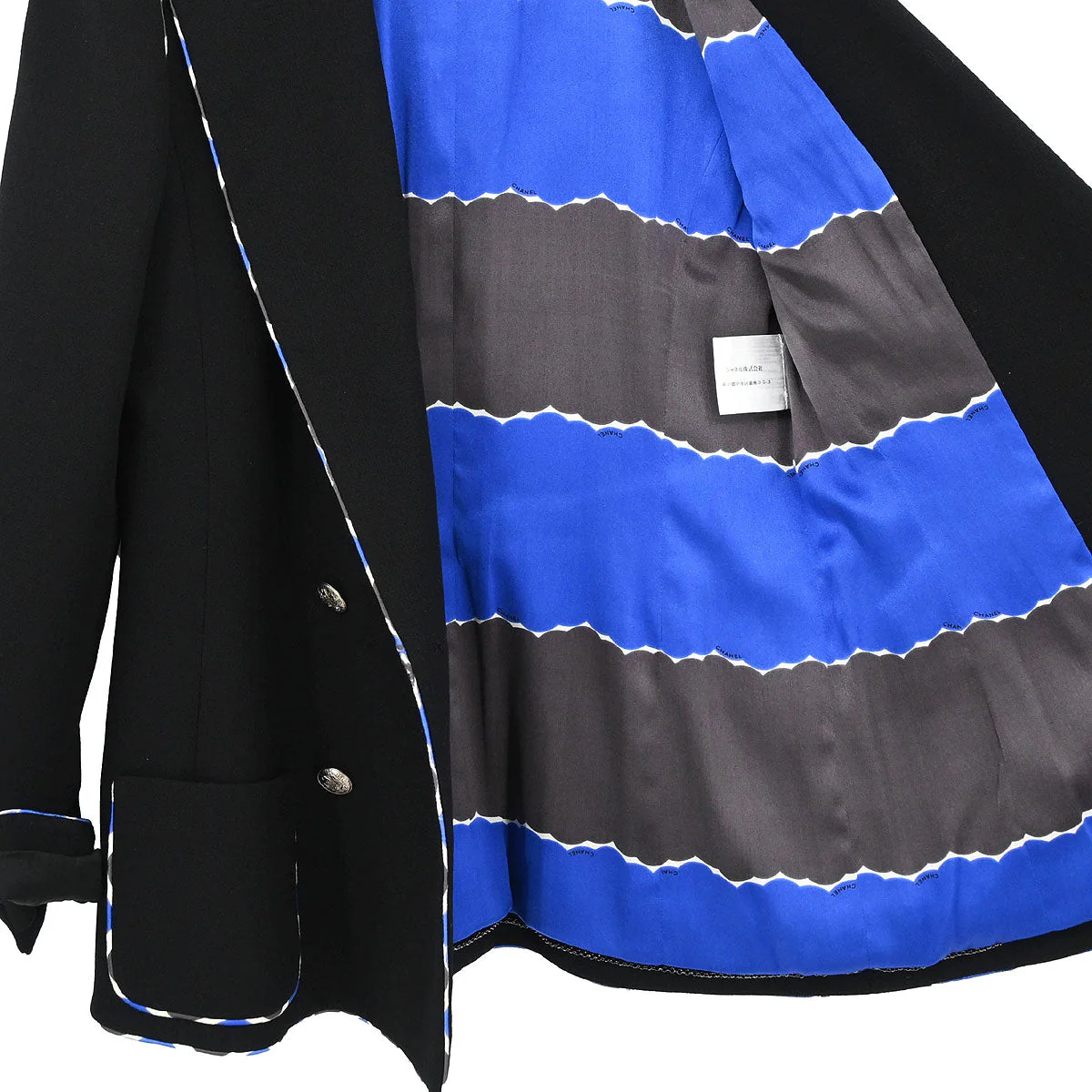 Chanel 2005 Emblem Double Breasted Jacket Black #38 - Image 7