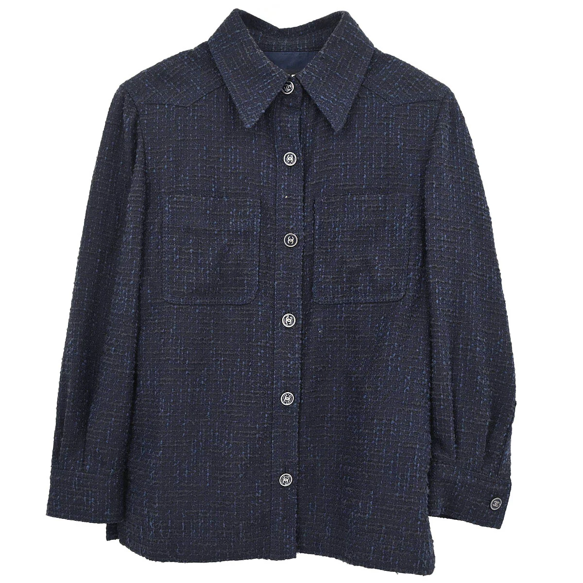 Chanel 2001 Single Breasted Jacket Navy Black #40