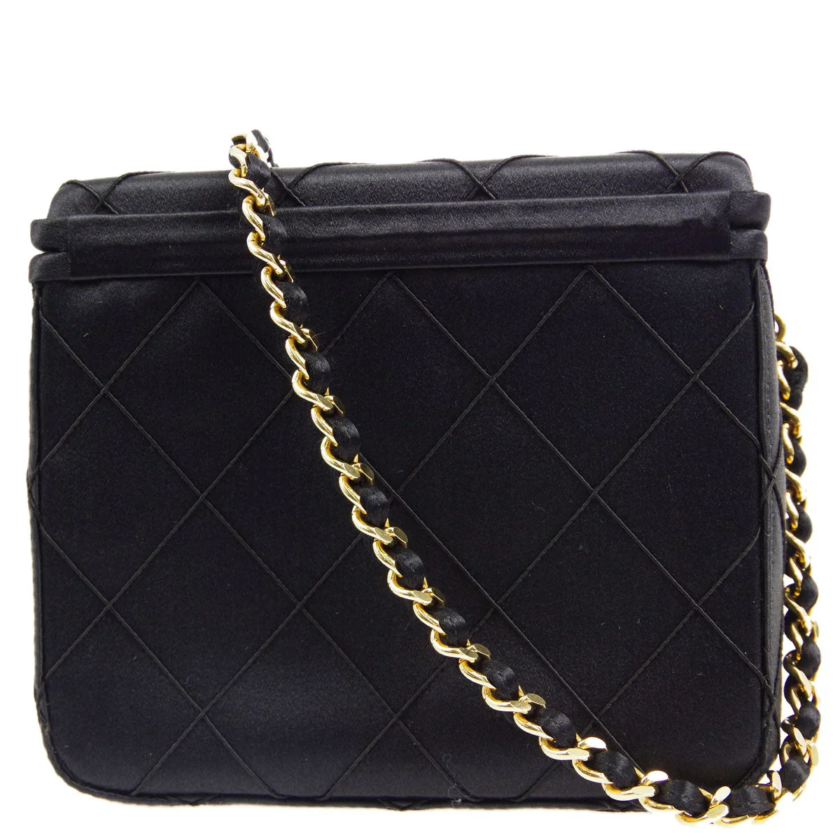 Chanel * 1997-1999 Black Satin Box Vanity Shoulder Bag - Image 2