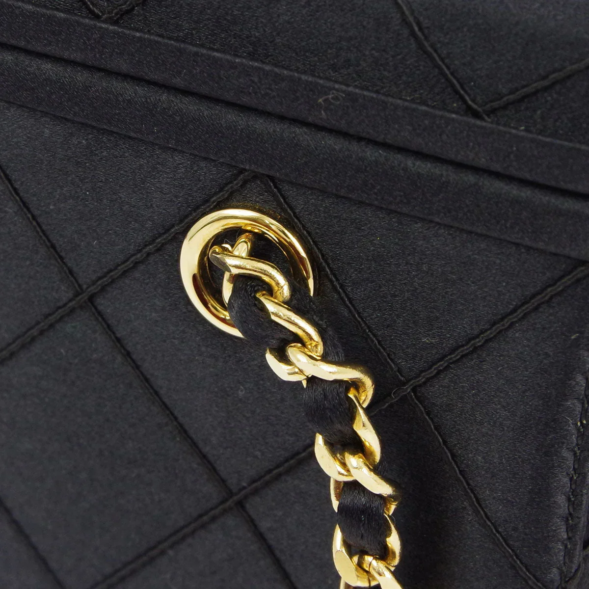 Chanel * 1997-1999 Black Satin Box Vanity Shoulder Bag - Image 5