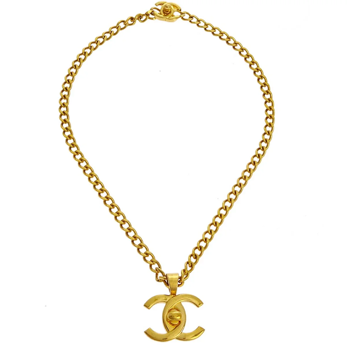 Chanel Turnlock Gold Chain Necklace Pendant 97P - Image 2