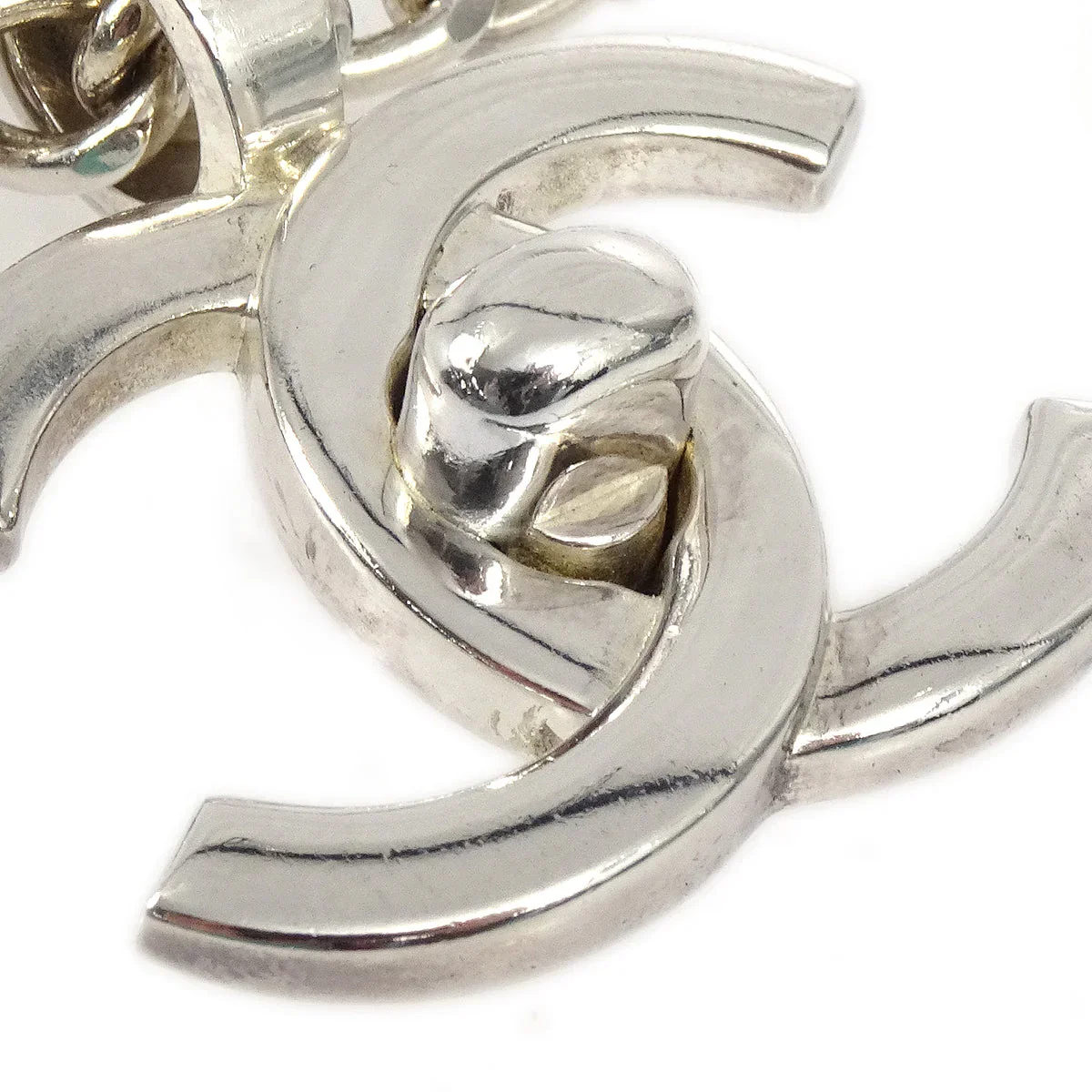 Chanel Turnlock Silver Chain Pendant Necklace 96P - Image 2