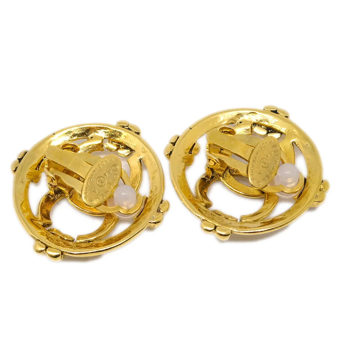 Chanel Gold Button Earrings Clip-On 94A - Image 3