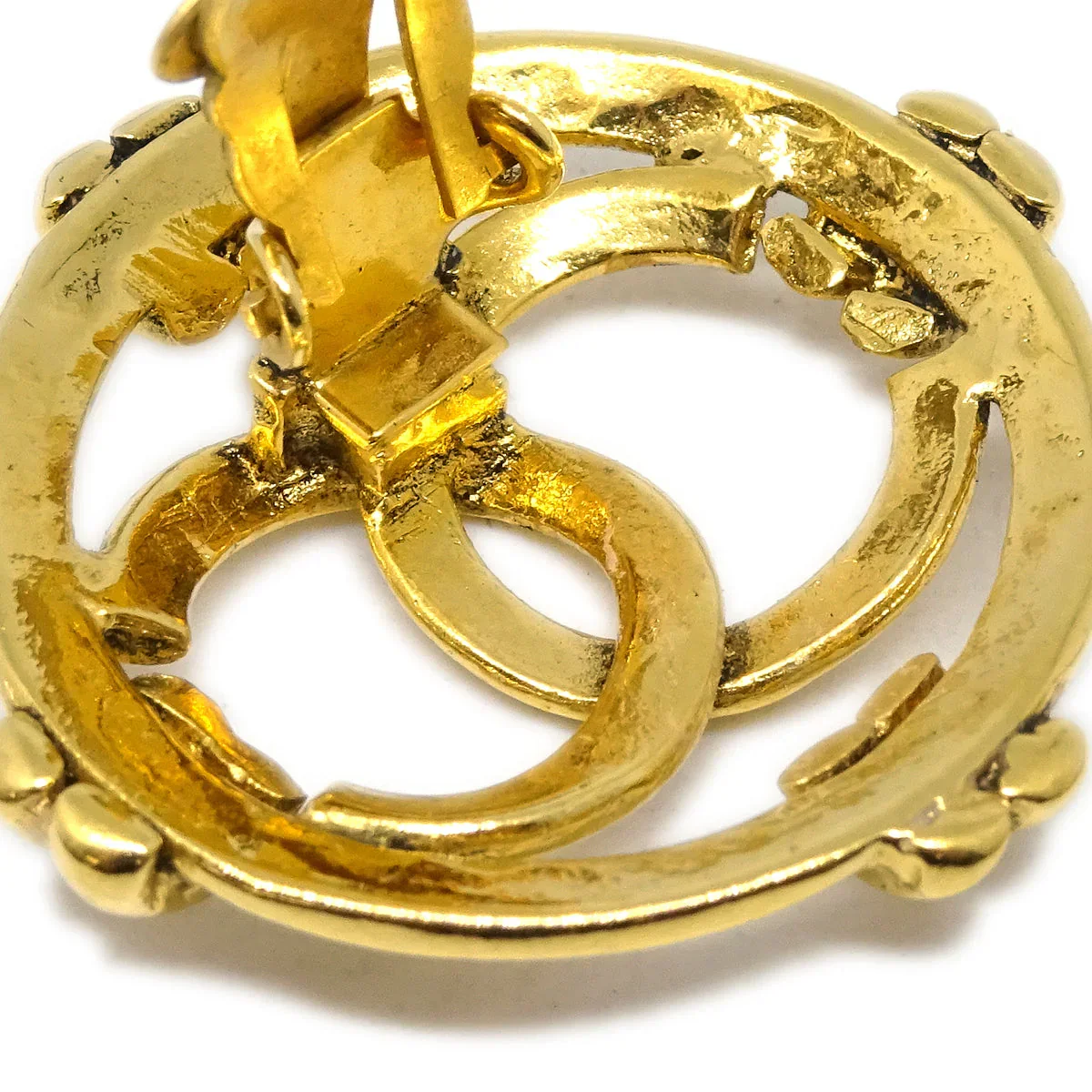 Chanel Gold Button Earrings Clip-On 94A - Image 4