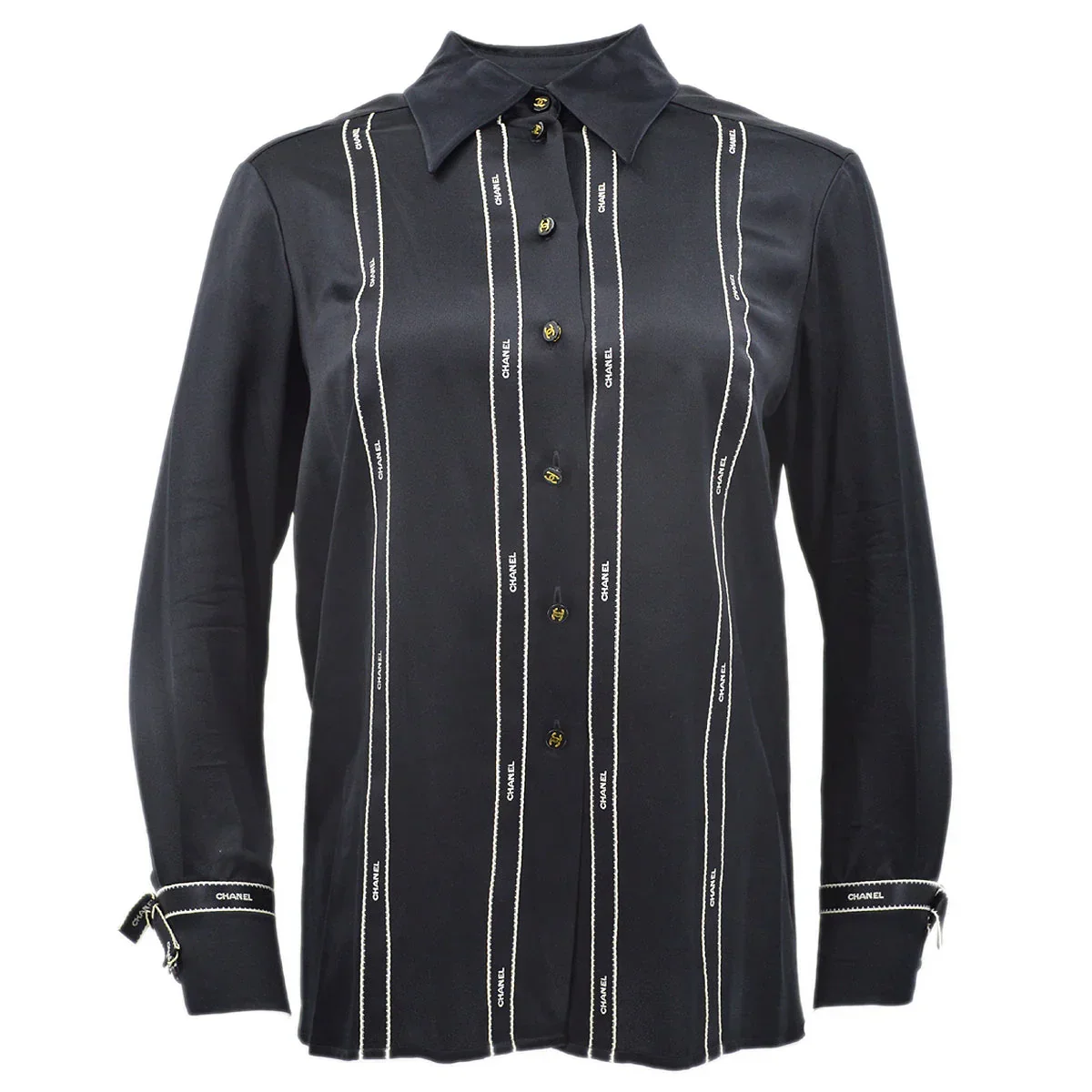 Chanel Fall 1994 Ribbon Silk Blouse Shirt #38
