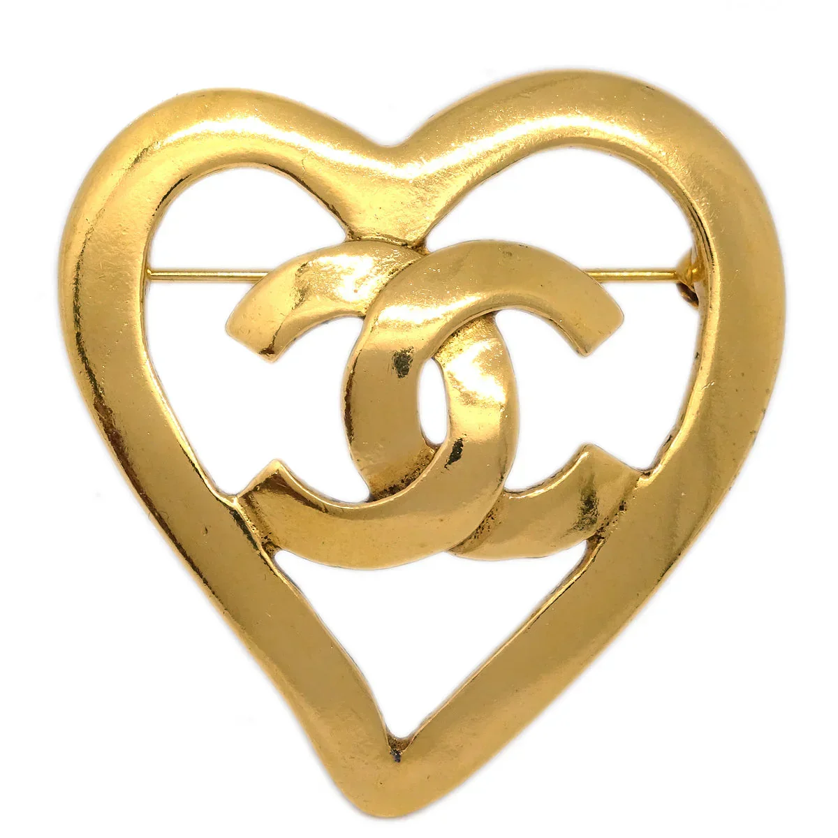 Chanel Heart Brooch Gold 95P