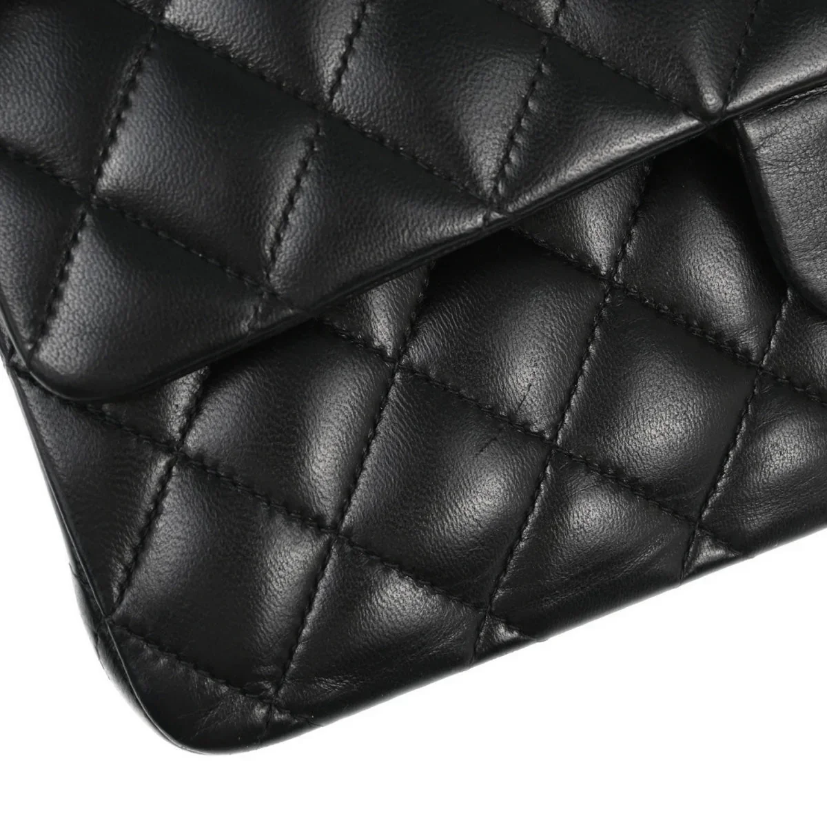 Chanel 2003-2004 Black Lambskin Medium Classic Double Flap Shoulder Bag - Image 6