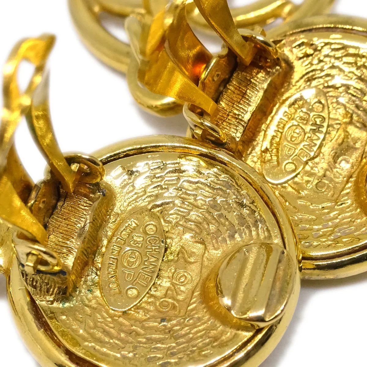 Chanel Dangle Earrings Clip-On Gold 93P/2926 - Image 3