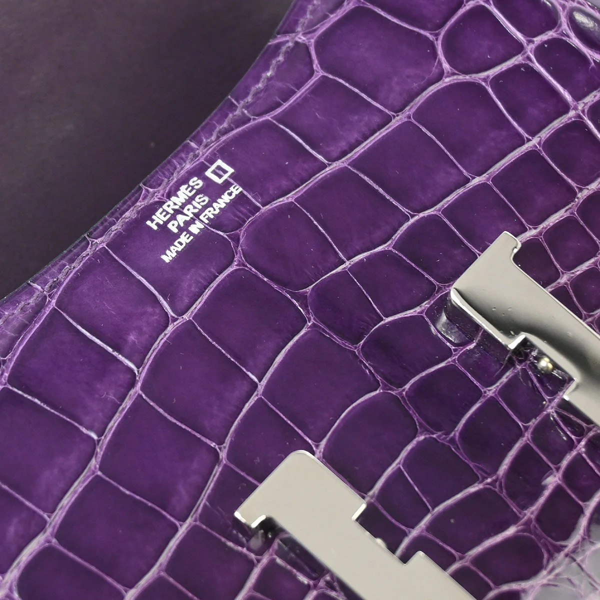 Hermes * 2010 Amethyst Alligator Crocodile Constance 14 Shoulder Bag - Image 8