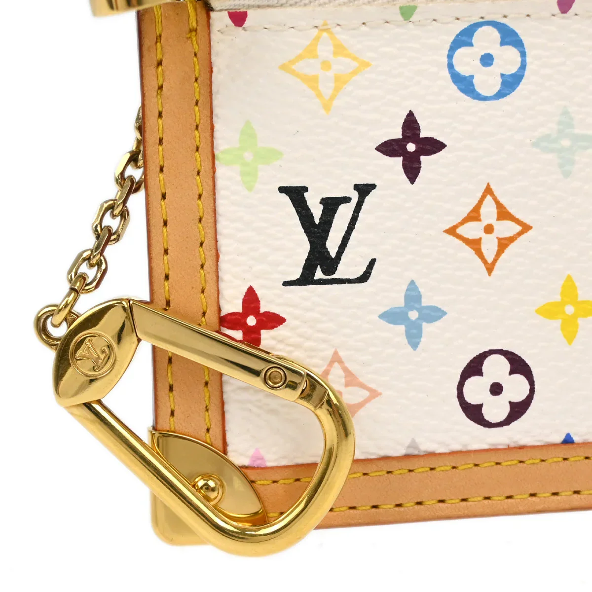 Louis Vuitton 2004 White Multicolor Pochette Cles Coin Purse M92655 - Image 3