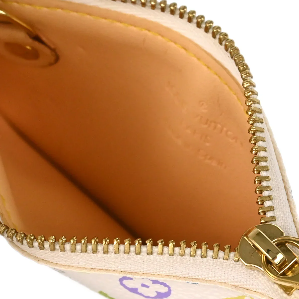 Louis Vuitton 2004 White Multicolor Pochette Cles Coin Purse M92655 - Image 4