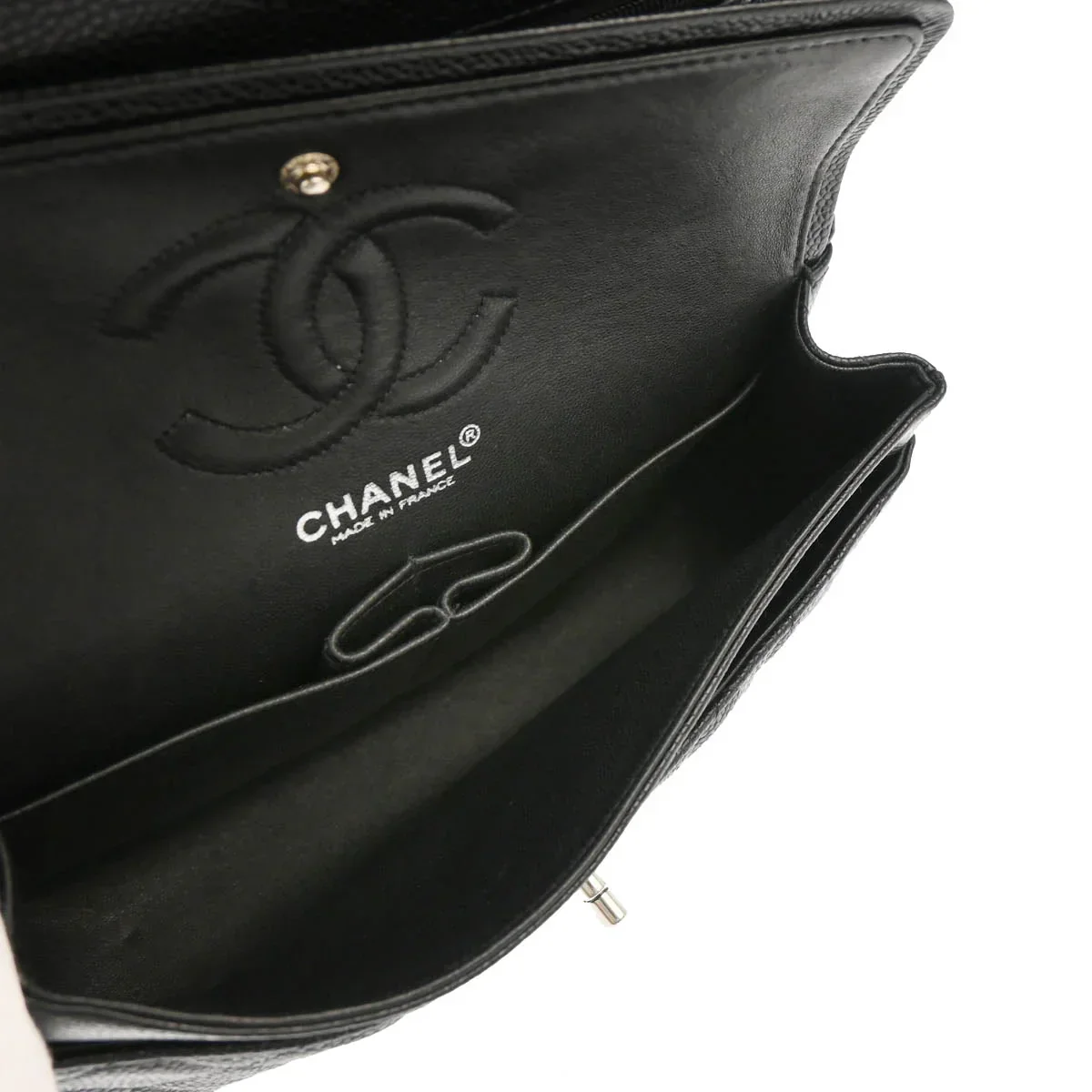 Chanel * 2000-2001 Black Caviar Small Classic Double Flap Shoulder Bag - Image 8