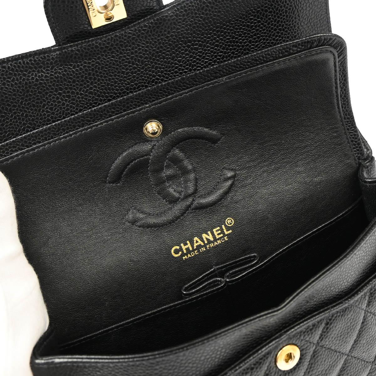 Chanel * 2001-2003 Black Caviar Small Classic Double Flap Shoulder Bag - Image 8