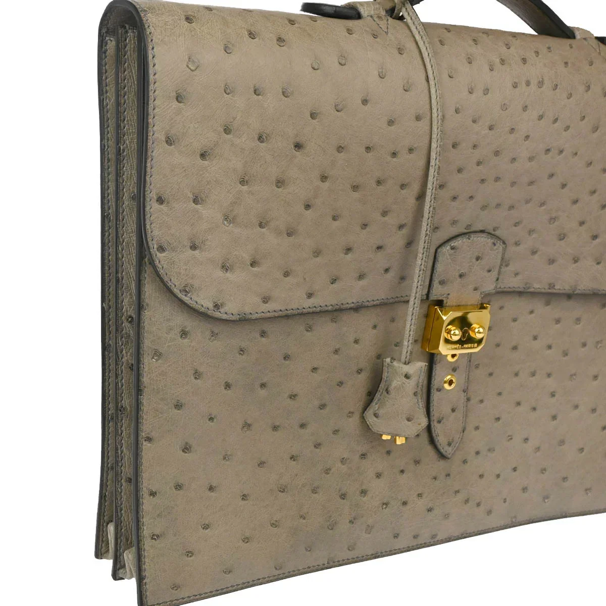 Hermes * 1998 Mousse Ostrich Sac a Depeches 41 Briefcase - Image 3