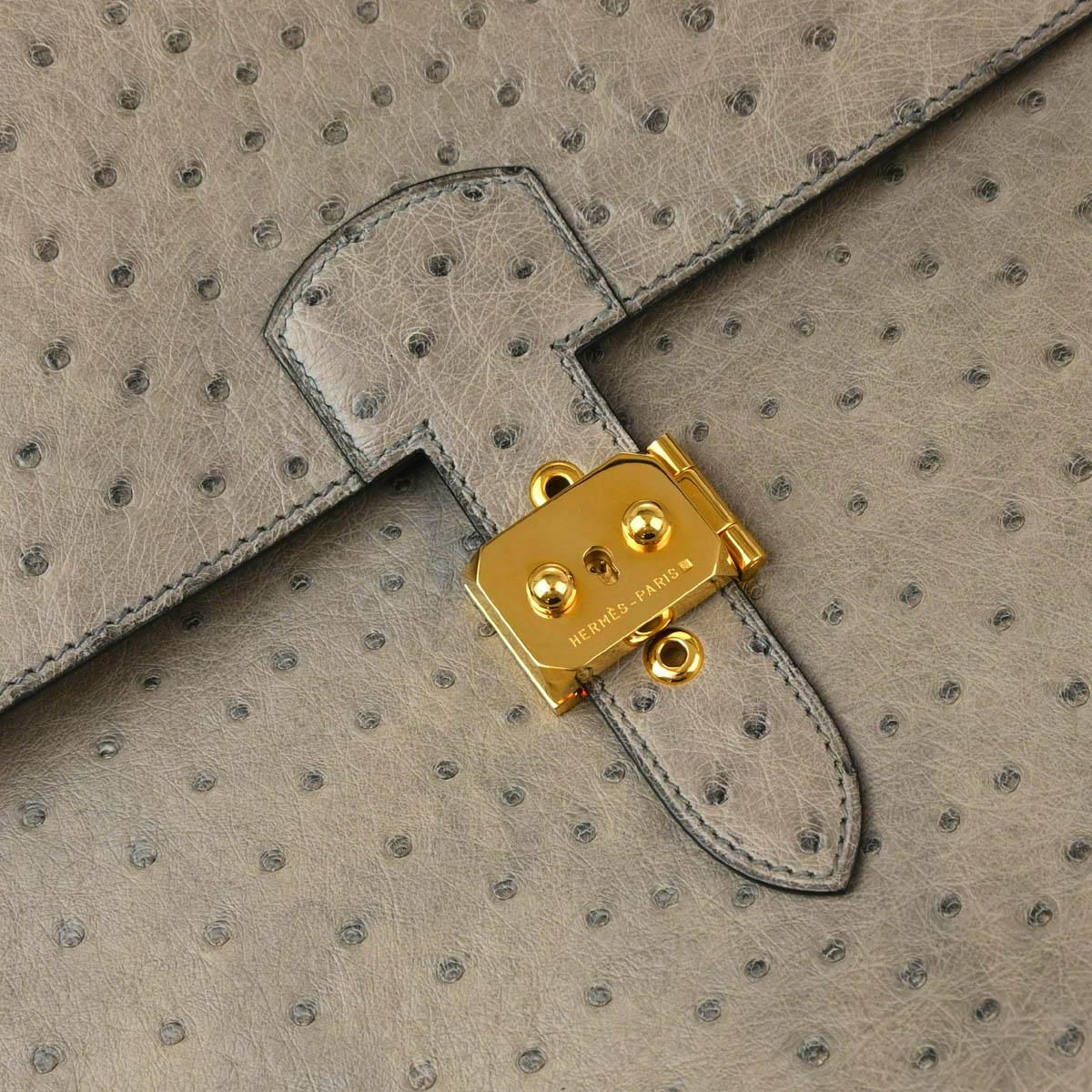 Hermes * 1998 Mousse Ostrich Sac a Depeches 41 Briefcase - Image 7