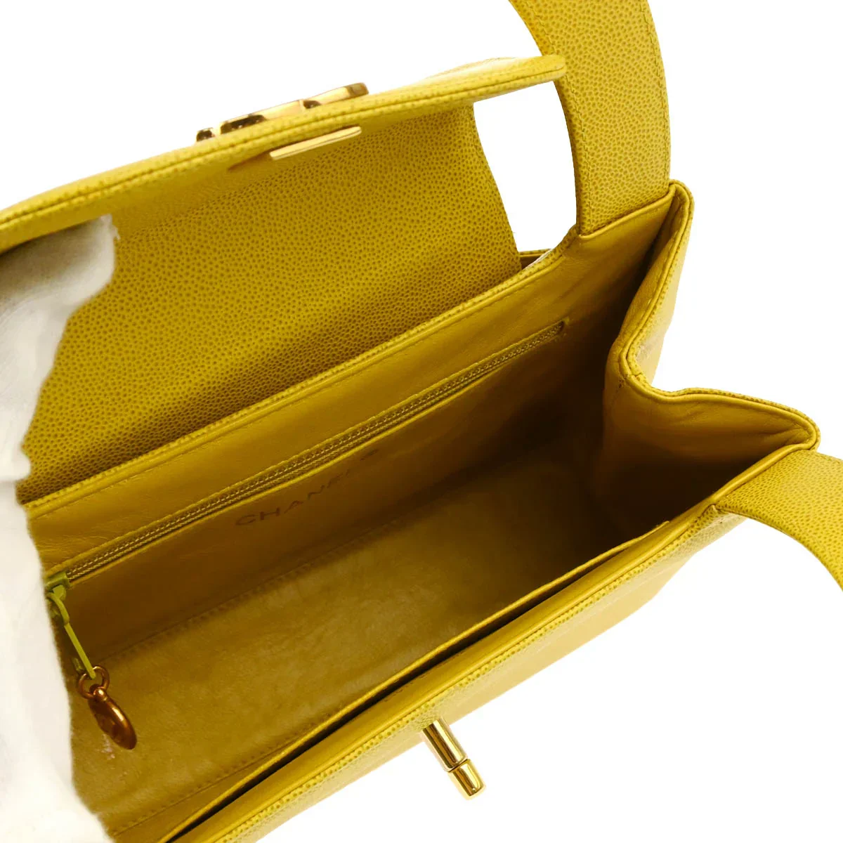 Chanel * 1997-1999 Yellow Caviar Handbag - Image 4