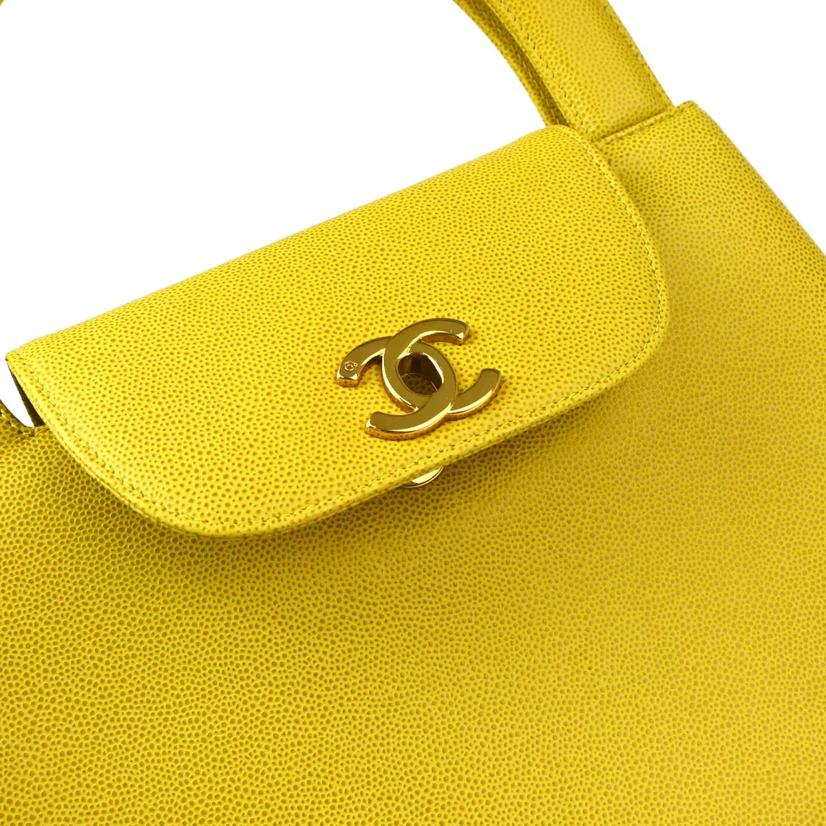Chanel * 1997-1999 Yellow Caviar Handbag - Image 6