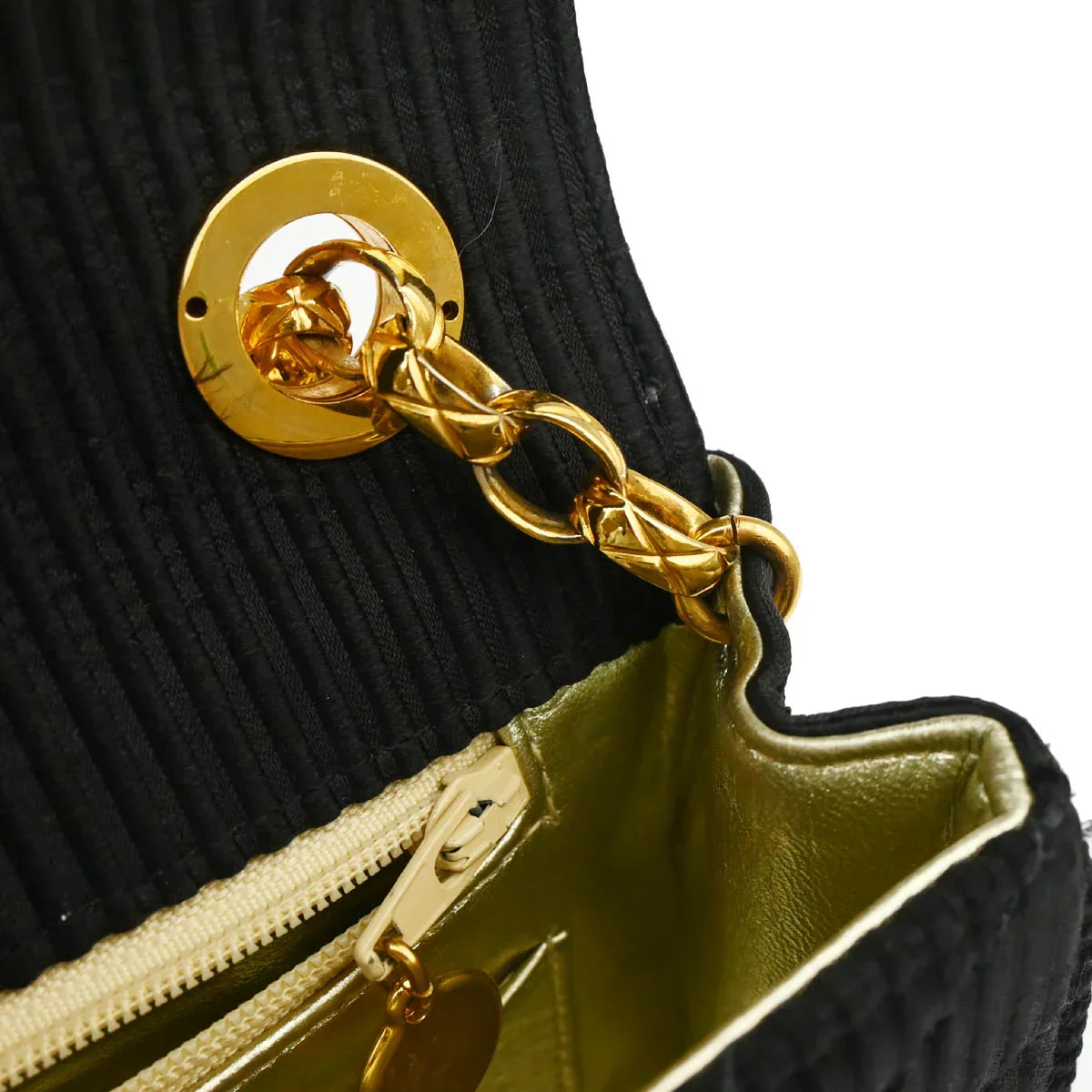 Chanel * 1991-1994 Black Satin Chevron Shoulder Bag - Image 10