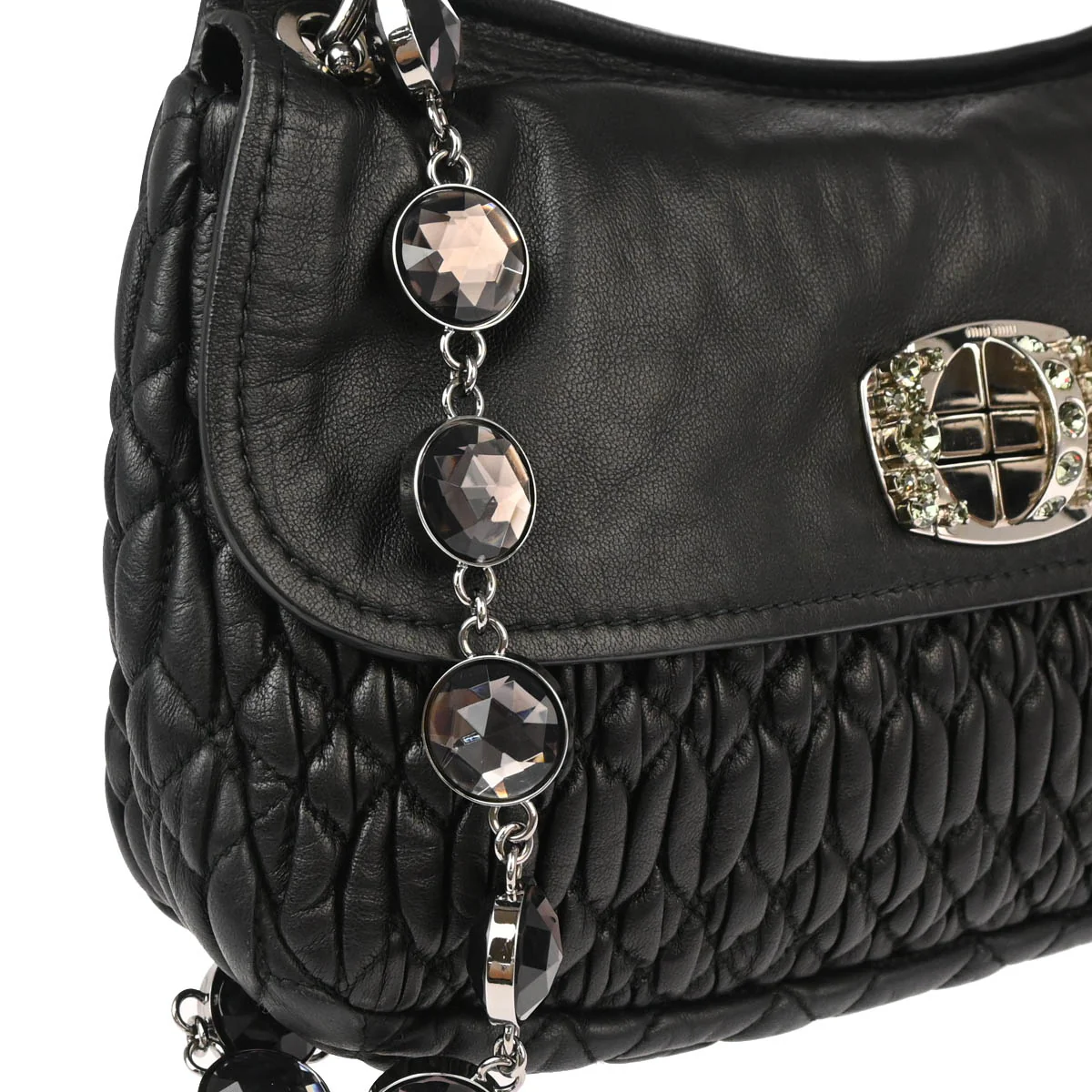 Miu Miu Black Lambskin Matelasse Shoulder Bag - Image 3