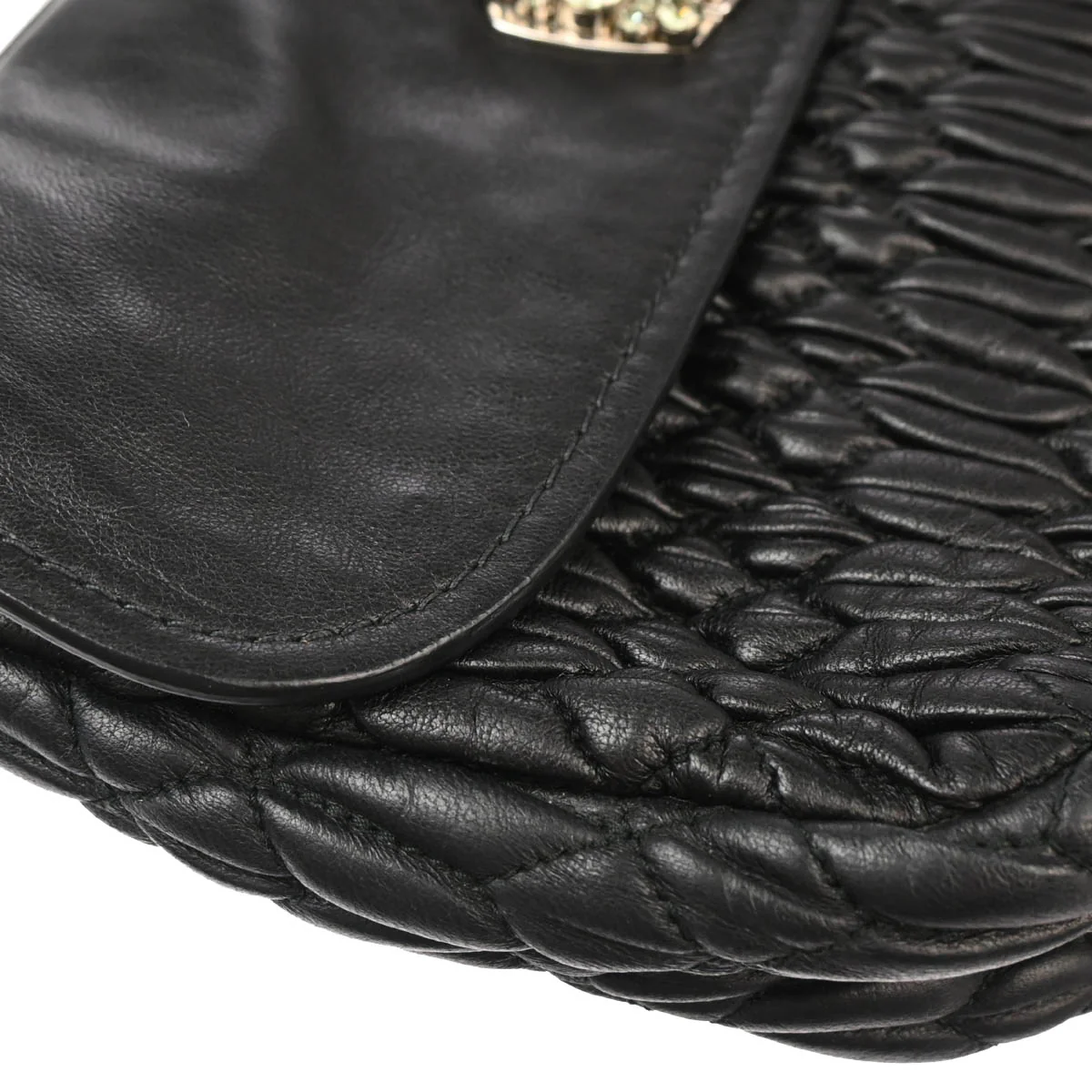 Miu Miu Black Lambskin Matelasse Shoulder Bag - Image 7