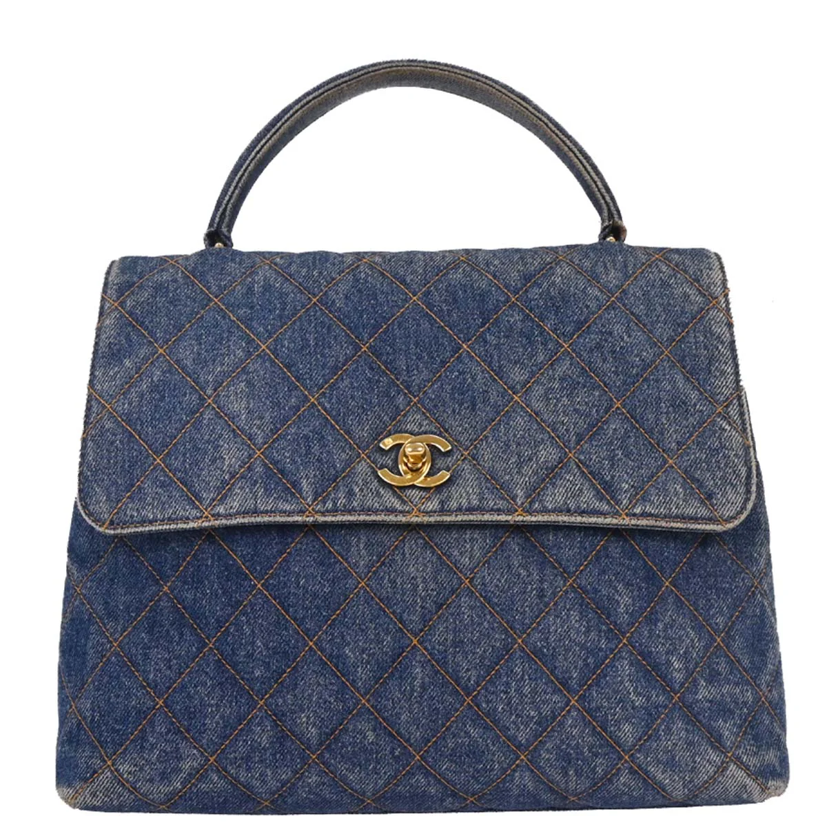 Chanel Blue Denim Kelly Handbag