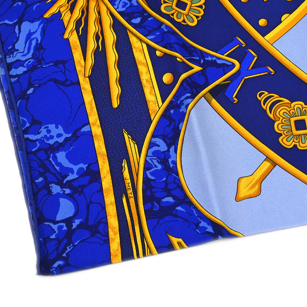 Hermes Scarf Carre 90 Carpe Diem Blue Small Good - Image 3