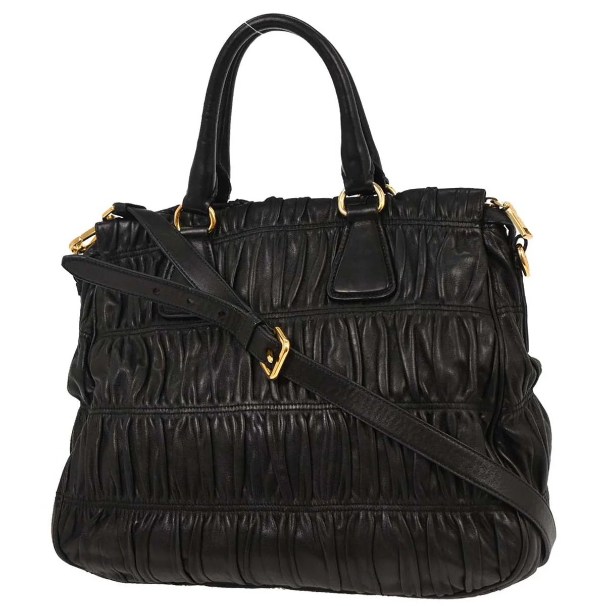 Prada Black Lambskin Handbag - Image 2