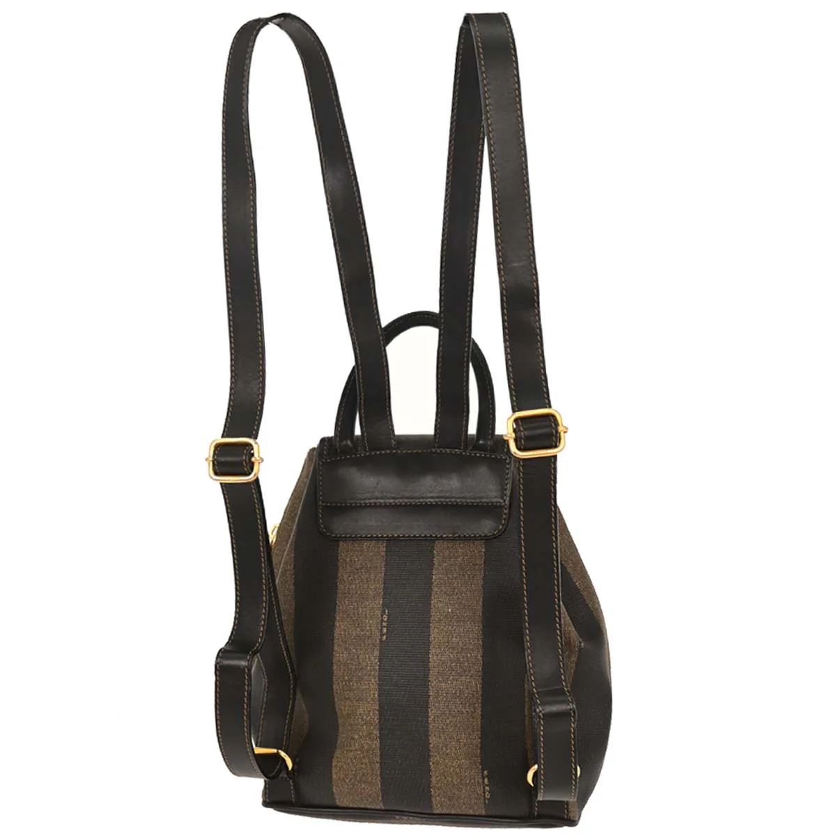 Fendi Brown Black PVC Pequin Backpack - Image 2