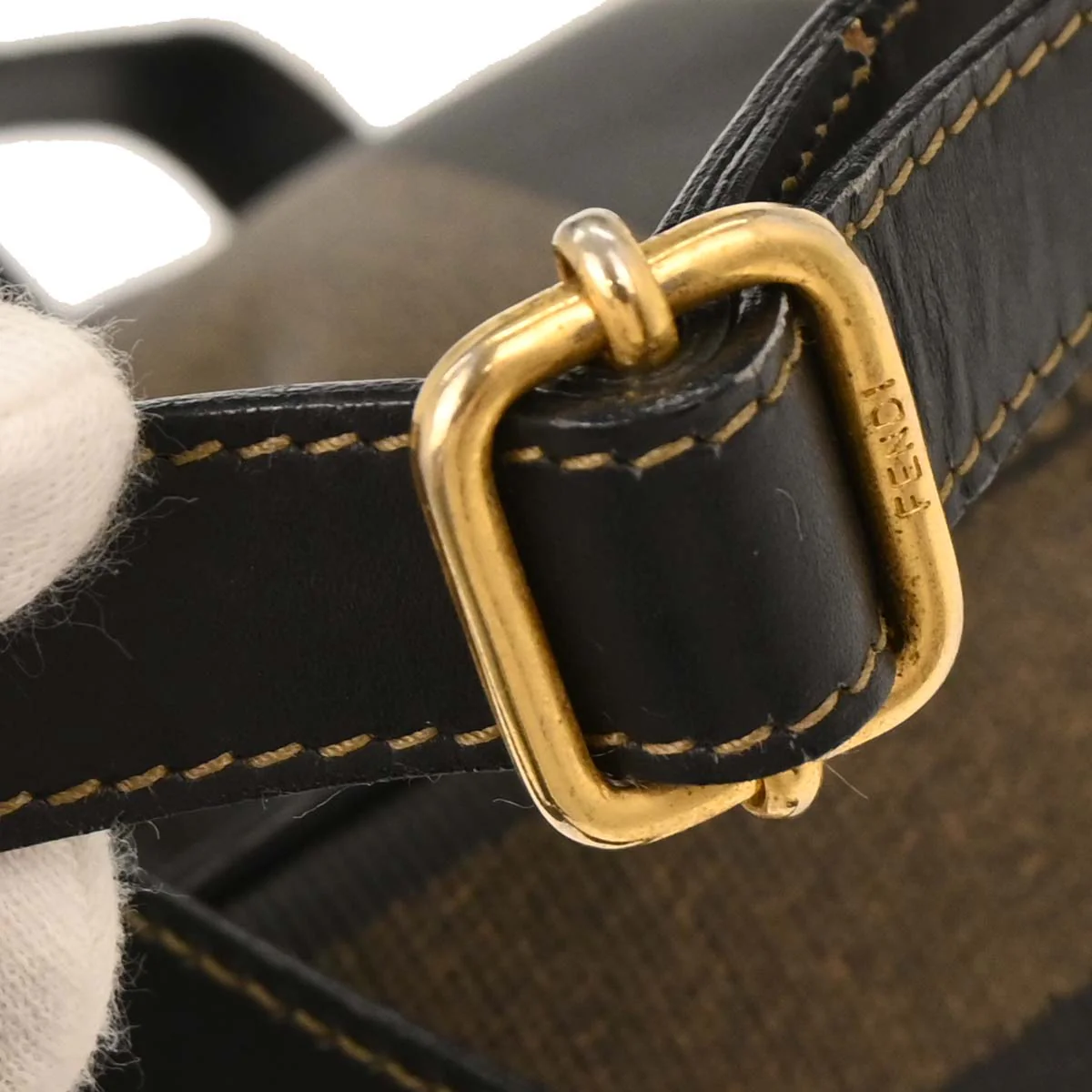 Fendi Brown Black PVC Pequin Backpack - Image 3