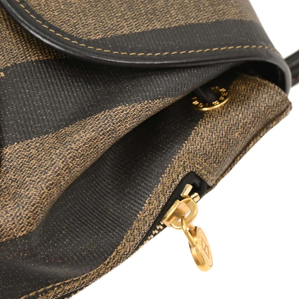 Fendi Brown Black PVC Pequin Backpack - Image 6