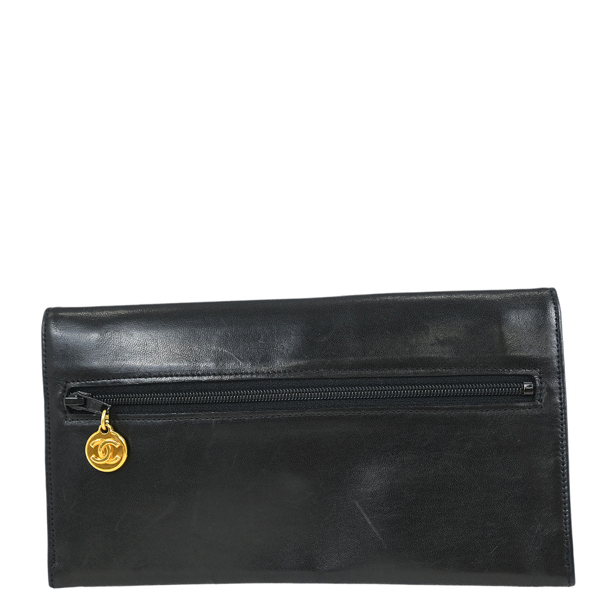 Chanel 1994-1996 Black Lambskin Long Wallet Purse - Image 2