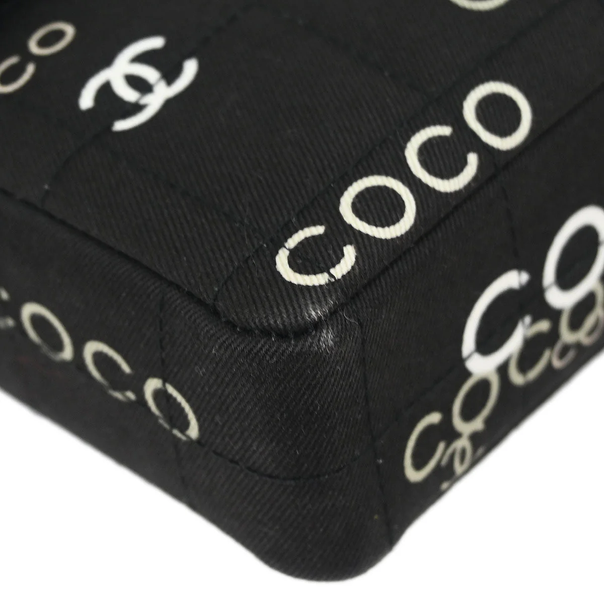 Chanel 2000-2002 Black Canvas COCO East West Choco Bar Shoulder Bag - Image 3