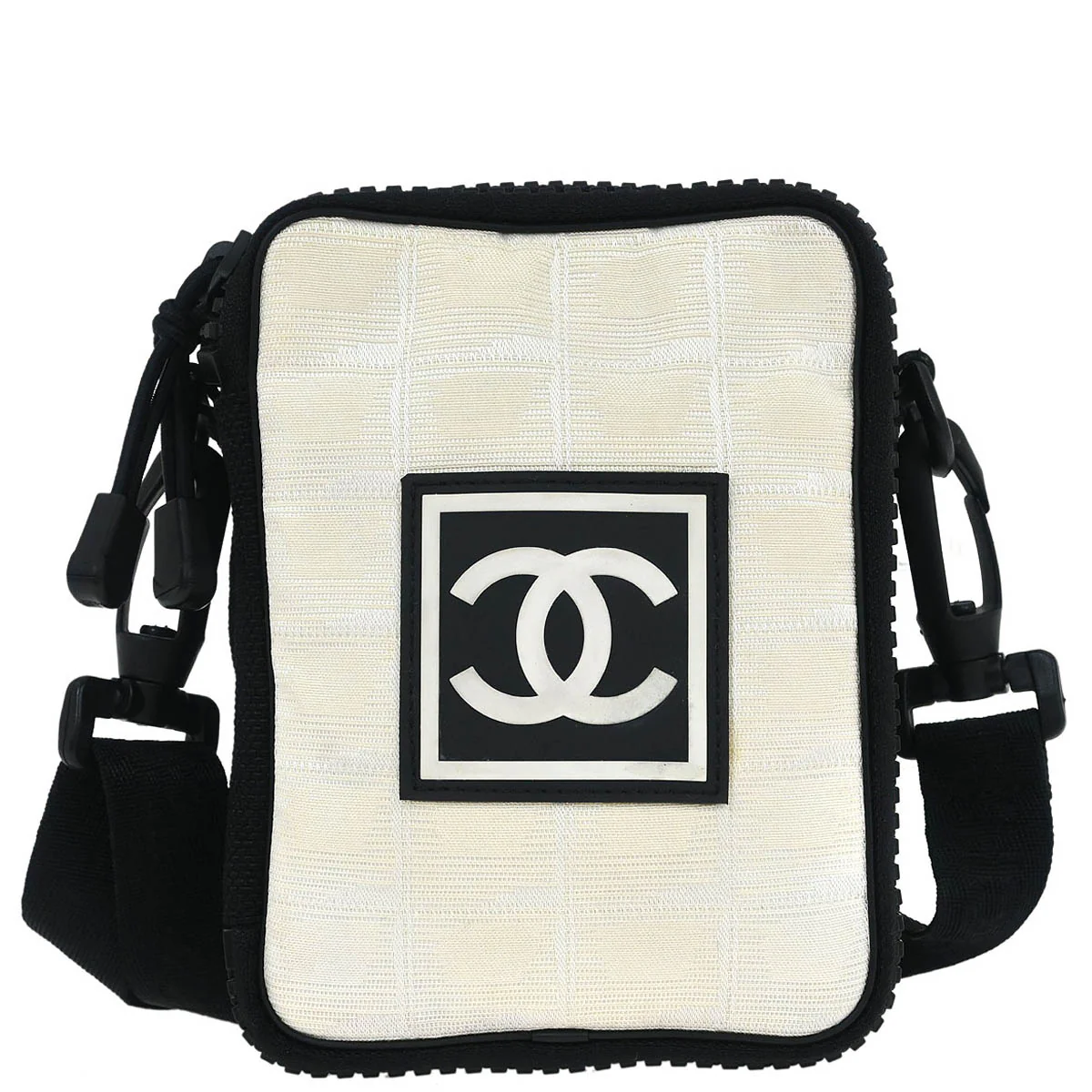 Chanel 2003-2004 White Nylon New Travel Line Shoulder Bag