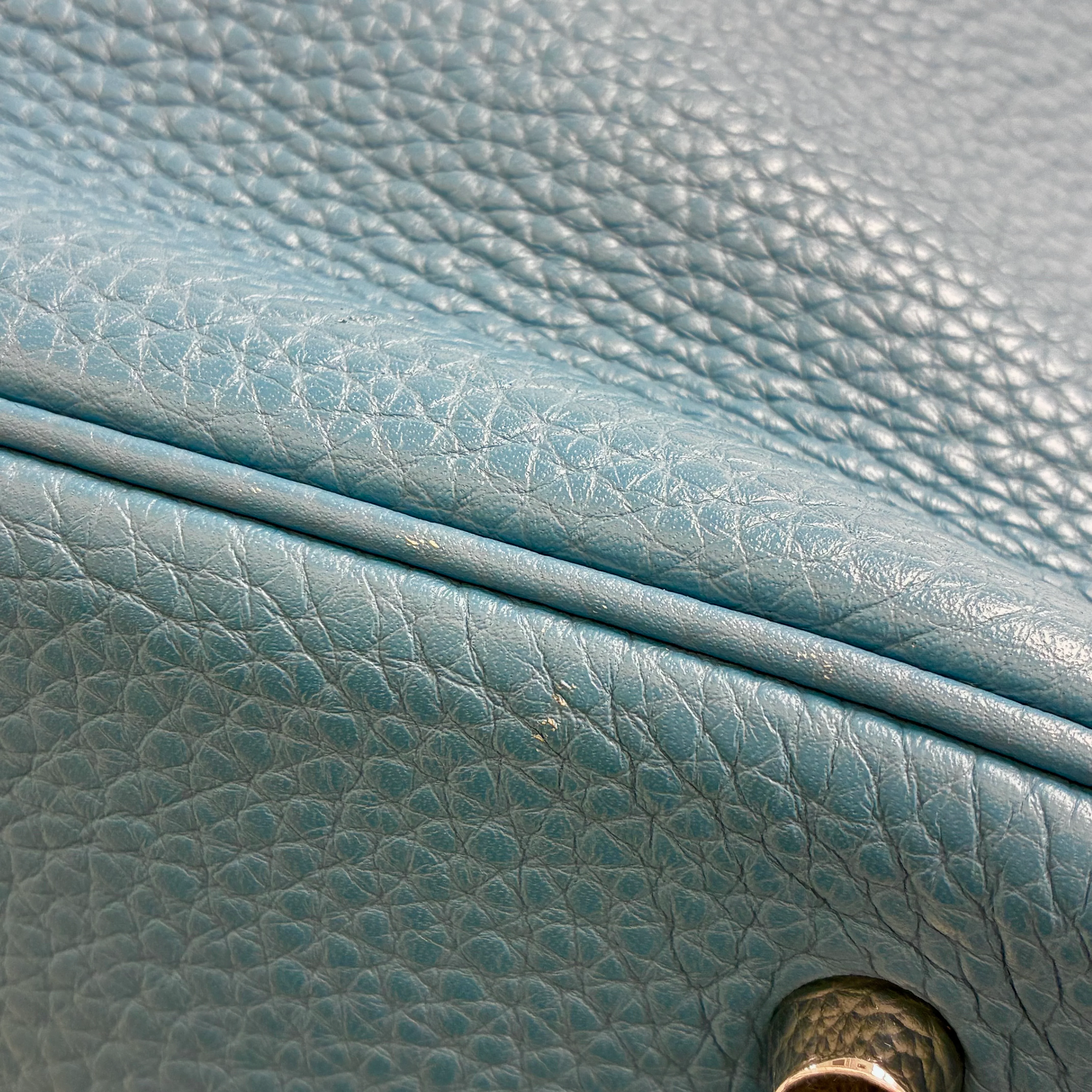 Hermes Blue Jean Taurillon Clemence Lindy 34 Shoulder Bag - Image 11